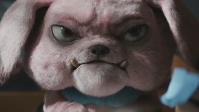 Snubbull from Pokémon: Detective Pikachu with a fierce expression.