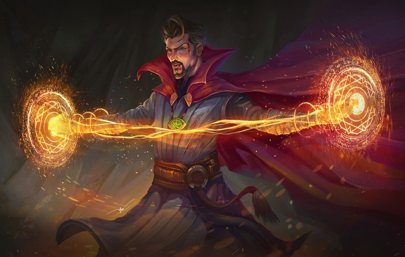 Мужчина с сияющим мечом в руке (доктор стрэндж, doctor strange, супергерой, искусство, картина)