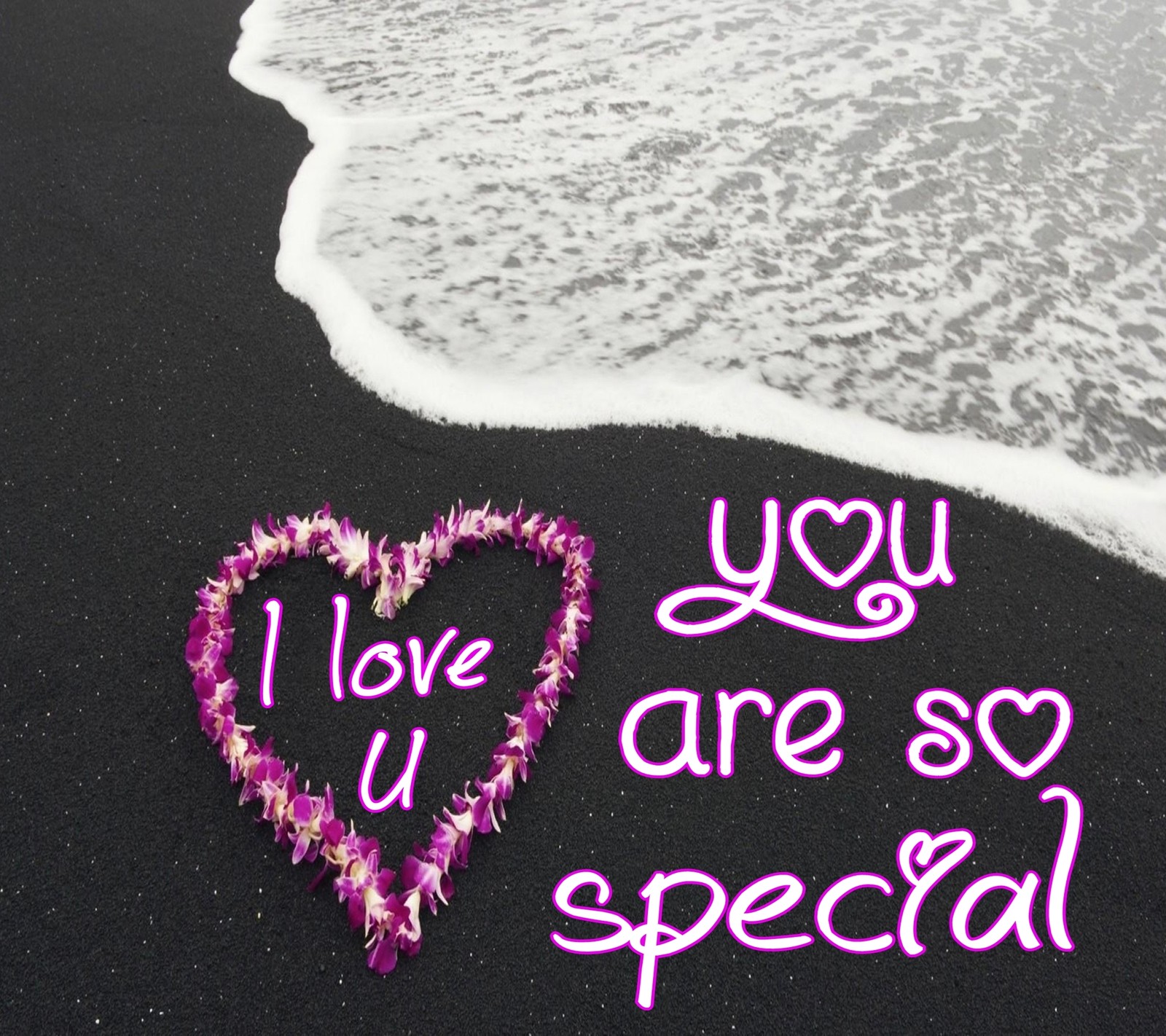 There is a heart shaped sign on the beach with a message (awesome, beach, floral, heart, love)