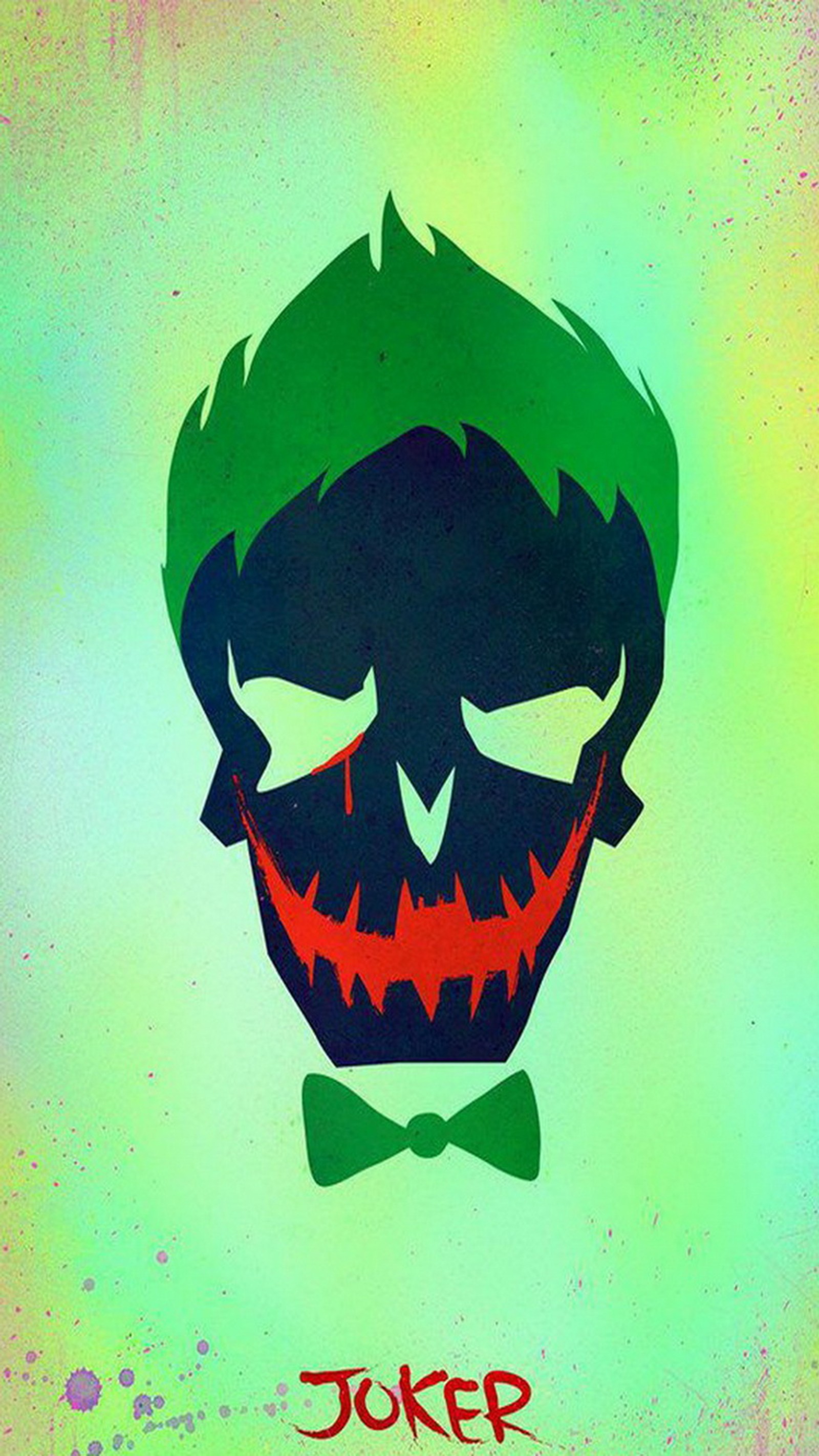 A close up of a joker skull with a bow tie (jared leto, joker, suicide squad)