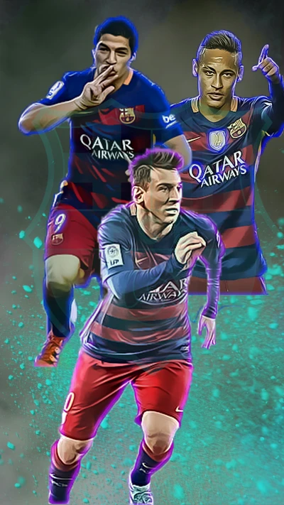 Barcelona's Legendary Trio: Messi, Neymar, and Suárez in the Fog