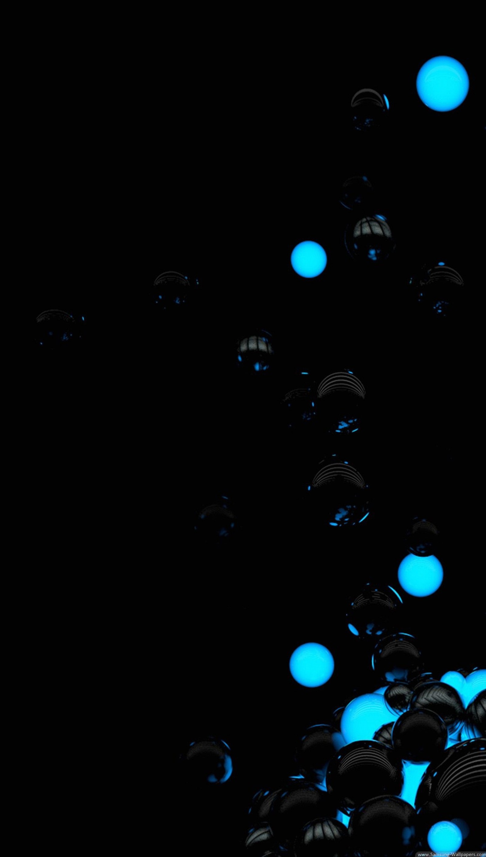 Arafed image of a bunch of bubbles floating in the air (abstract, black and blue)