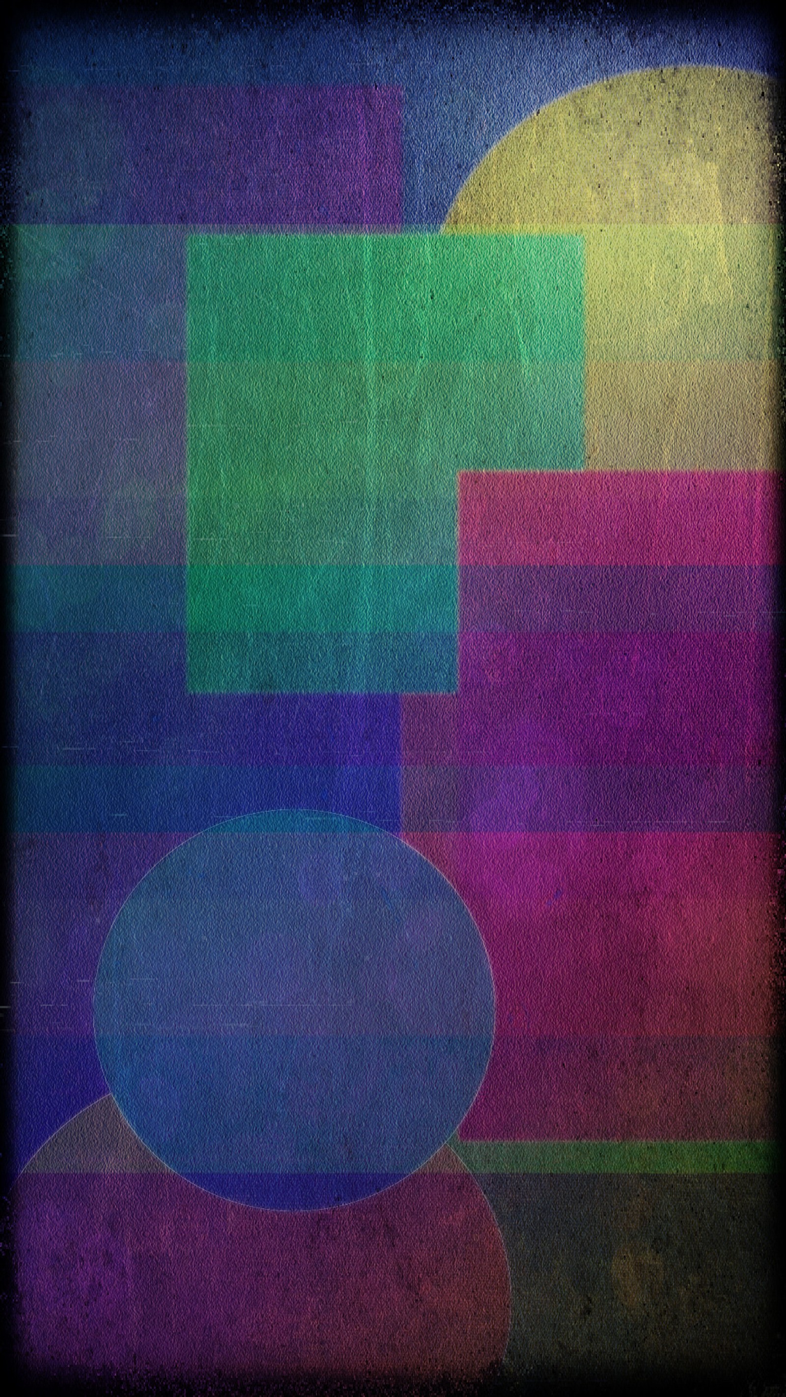 Arafed photograph of a colorful abstract painting with a black frame (abstract, color, other)