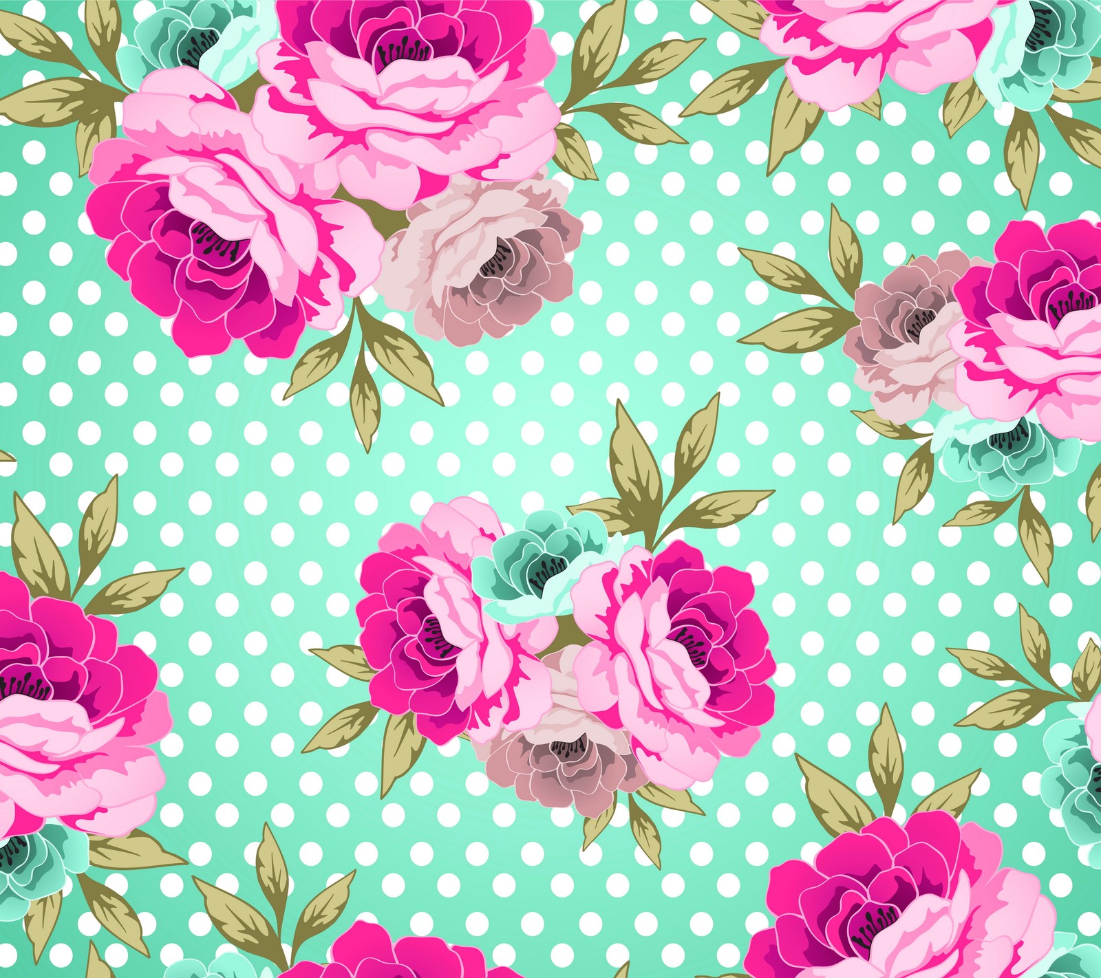 A close up of a floral pattern with pink roses on a green background (abstract, landscape, love, nature, view)