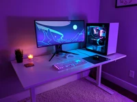 Modern Gaming Setup with Ambient Lighting