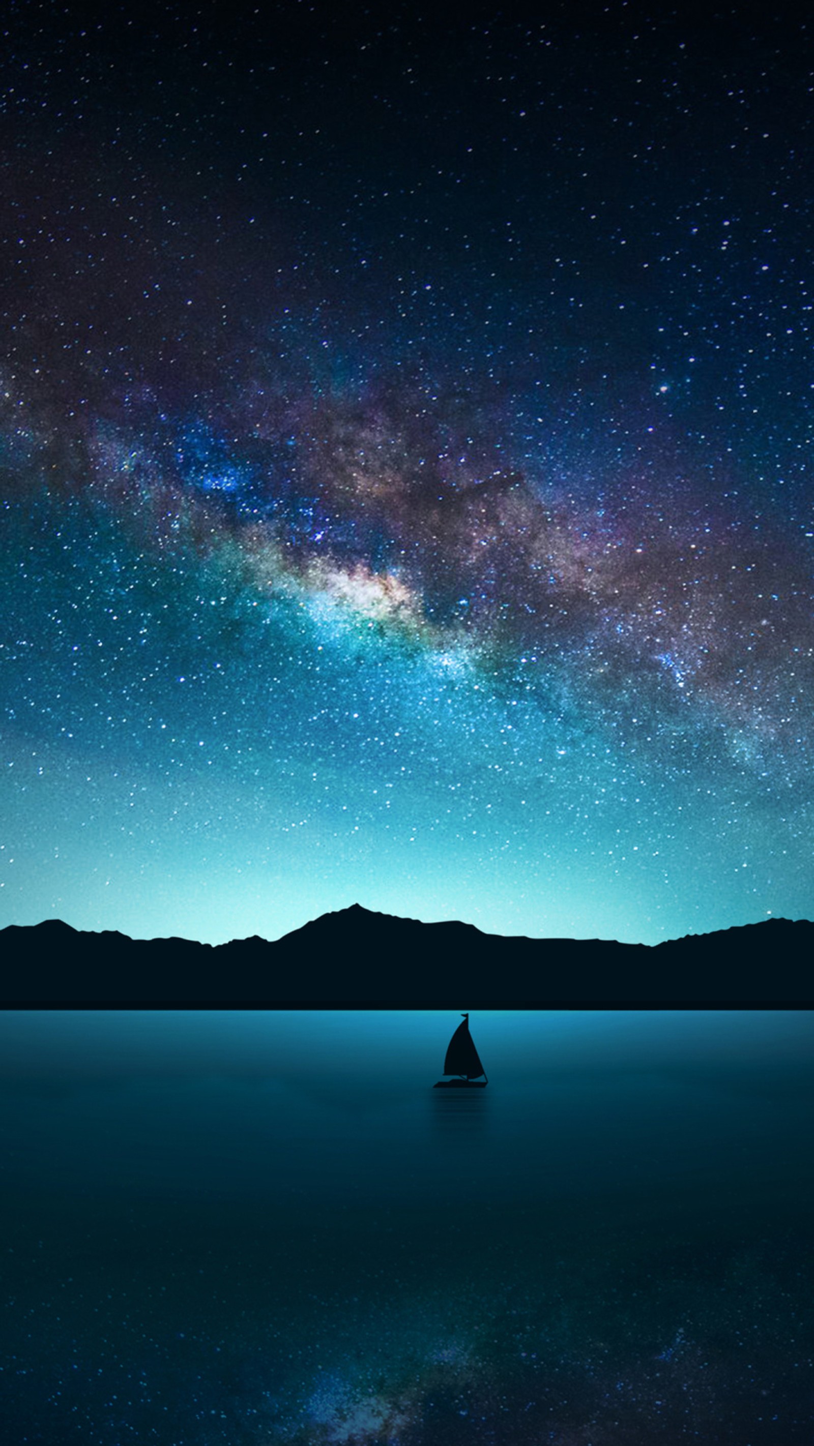 Ciel étoilé avec un bateau solitaire au milieu de l'eau (abej, beograd, nuit, ciel, étoiles)