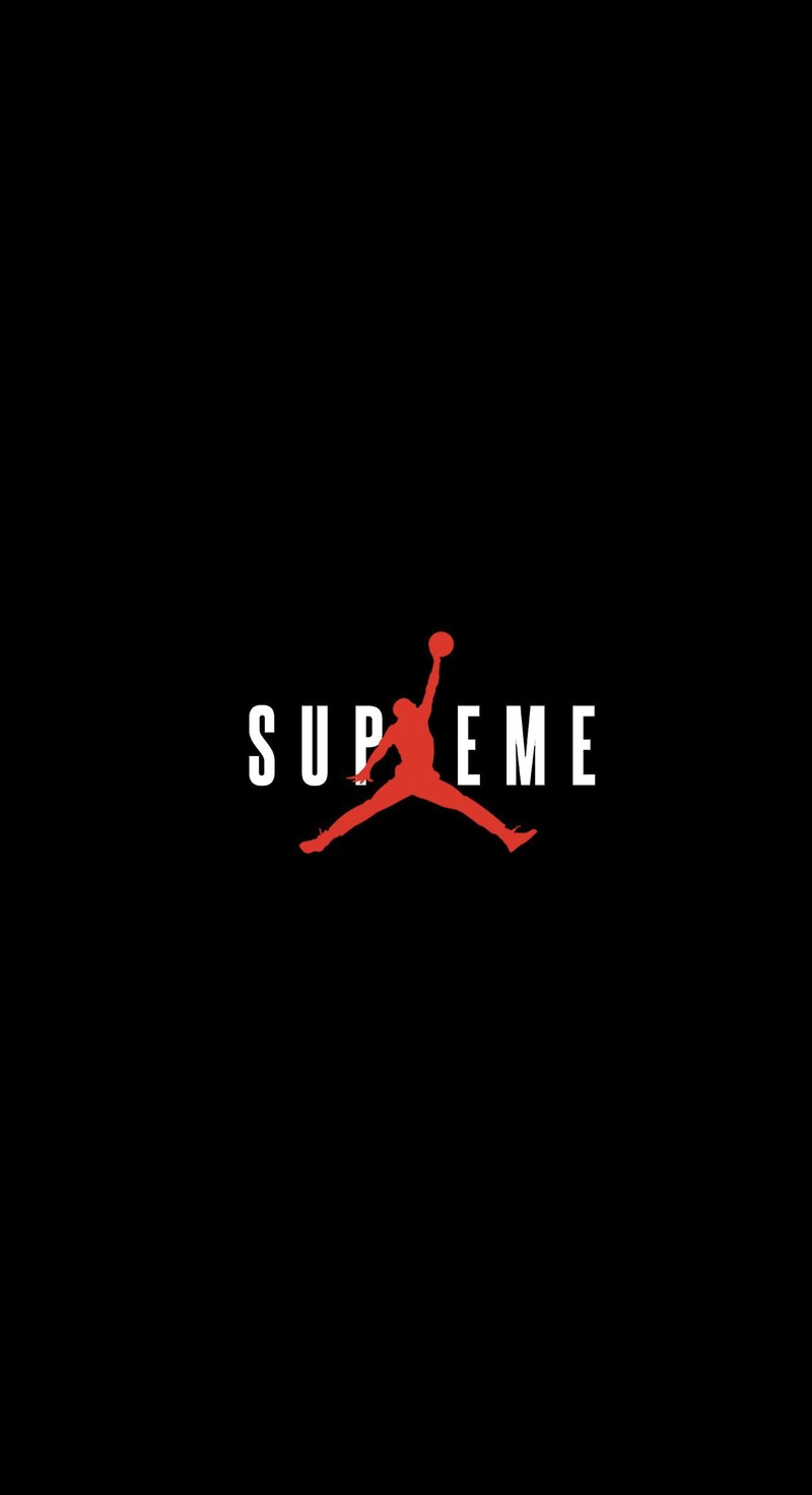 Черный фон с красным и белым логотипом (джорданс, jordans, supreme, джордан, jordan)