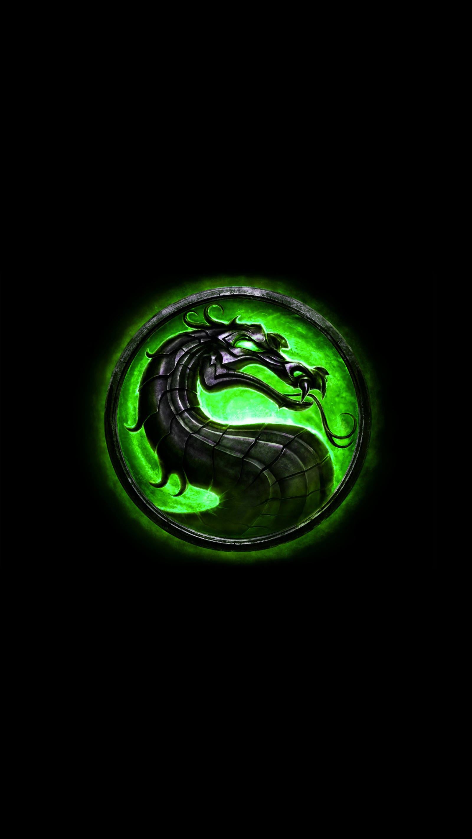 Un logo de dragon vert sur fond noir (mk, logo, vert, mortel, combat)