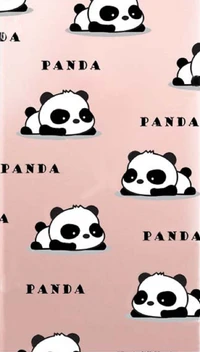 Pandas fofos relaxando em um fundo rosa suave.