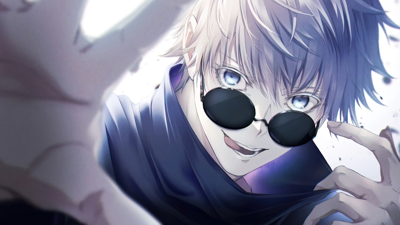 Chico de anime con gafas de sol y un pañuelo en la cabeza (jujutsu kaisen, anime, lucha de hechicería, 呪術廻戦, satoru gojo)