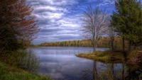 Reflet d'un lac tranquille au milieu d'une nature sauvage luxuriante