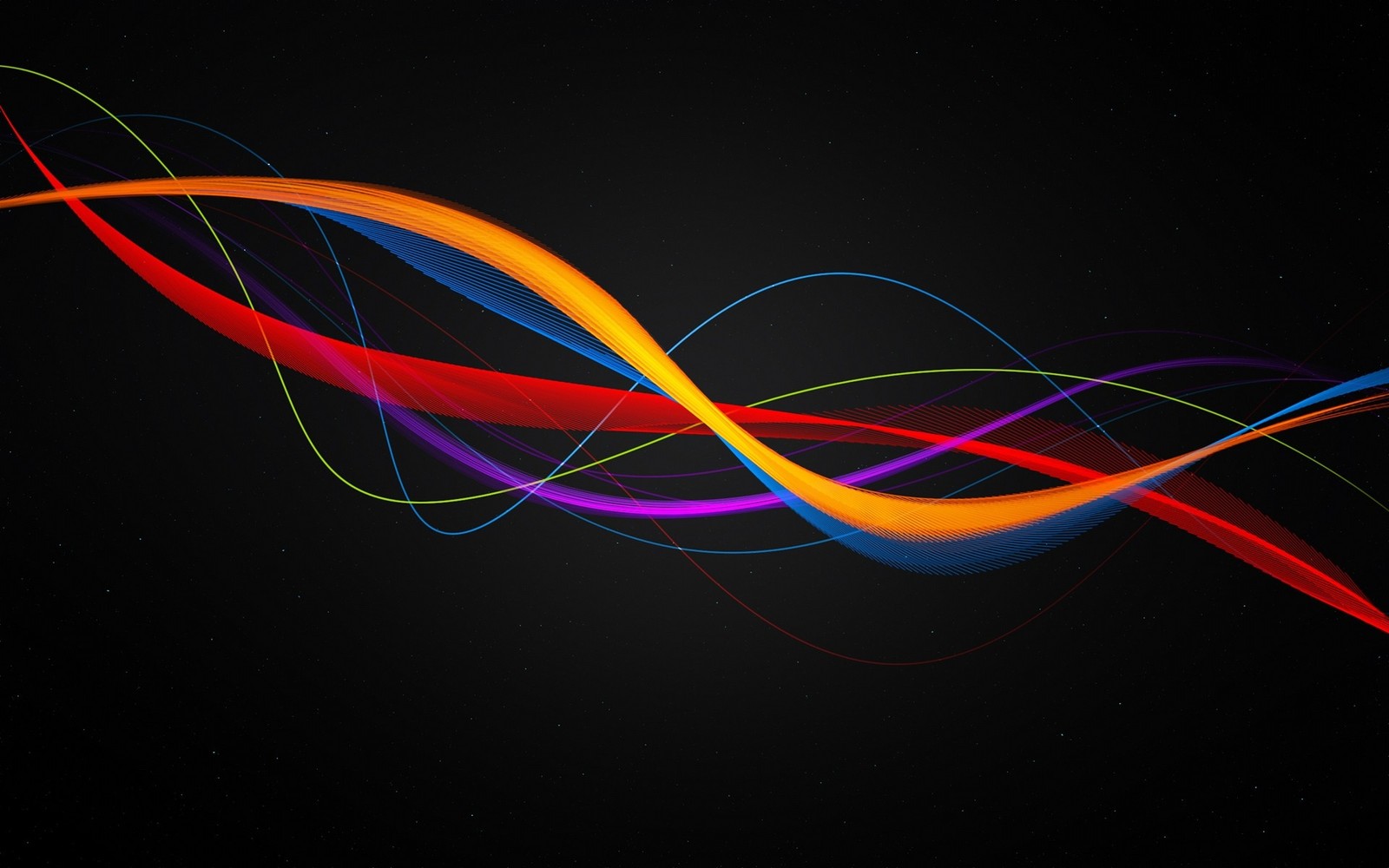 A colorful wave of light on a black background (light, line, circle, space, dark)