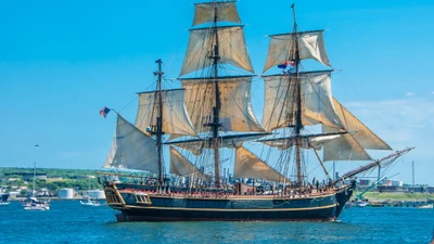 barco, barco de vela, vela, barco grande, barquentín