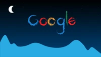 Google Logo against a Starry Night with Crescent Moon