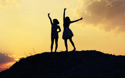 Joyful Friendship at Sunset