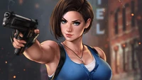 Jill Valentine Ready for Action in Resident Evil 3 Remake Art