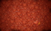 A vibrant orange background filled with various textured hearts, symbolizing love and connection.