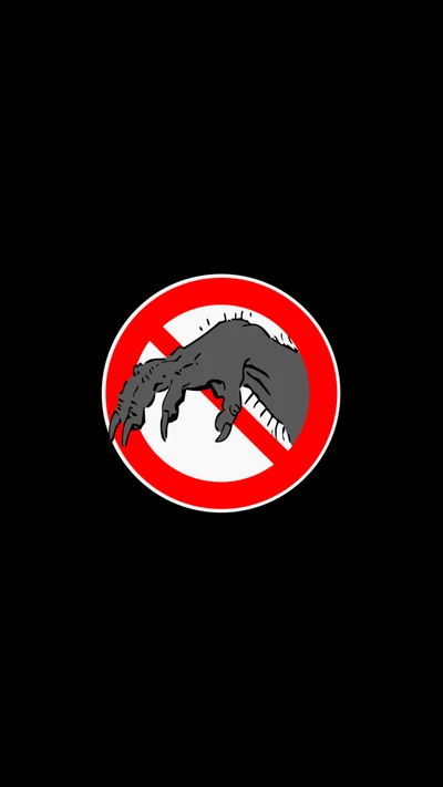 Logo de griffe de dinosaure : design d'emblème d'interdiction d'entrée