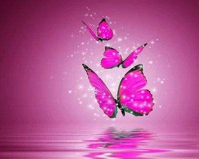 Enchanting Pink Butterflies Sparkling in a Dreamy Design