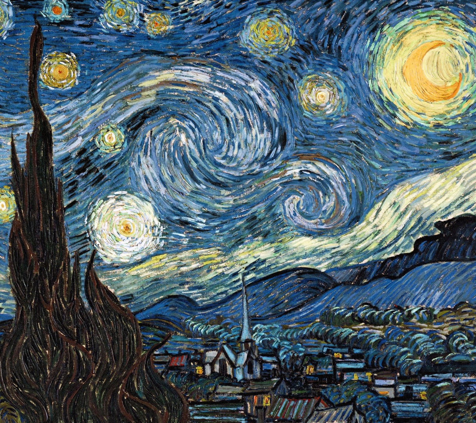 Starry night, van gogh, oil on canvas, 30 x 30 inches (art, gogh, night, painting, starry)