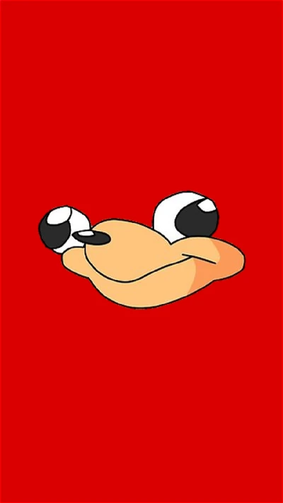 Meme de Ugandan Knuckles sobre fondo rojo