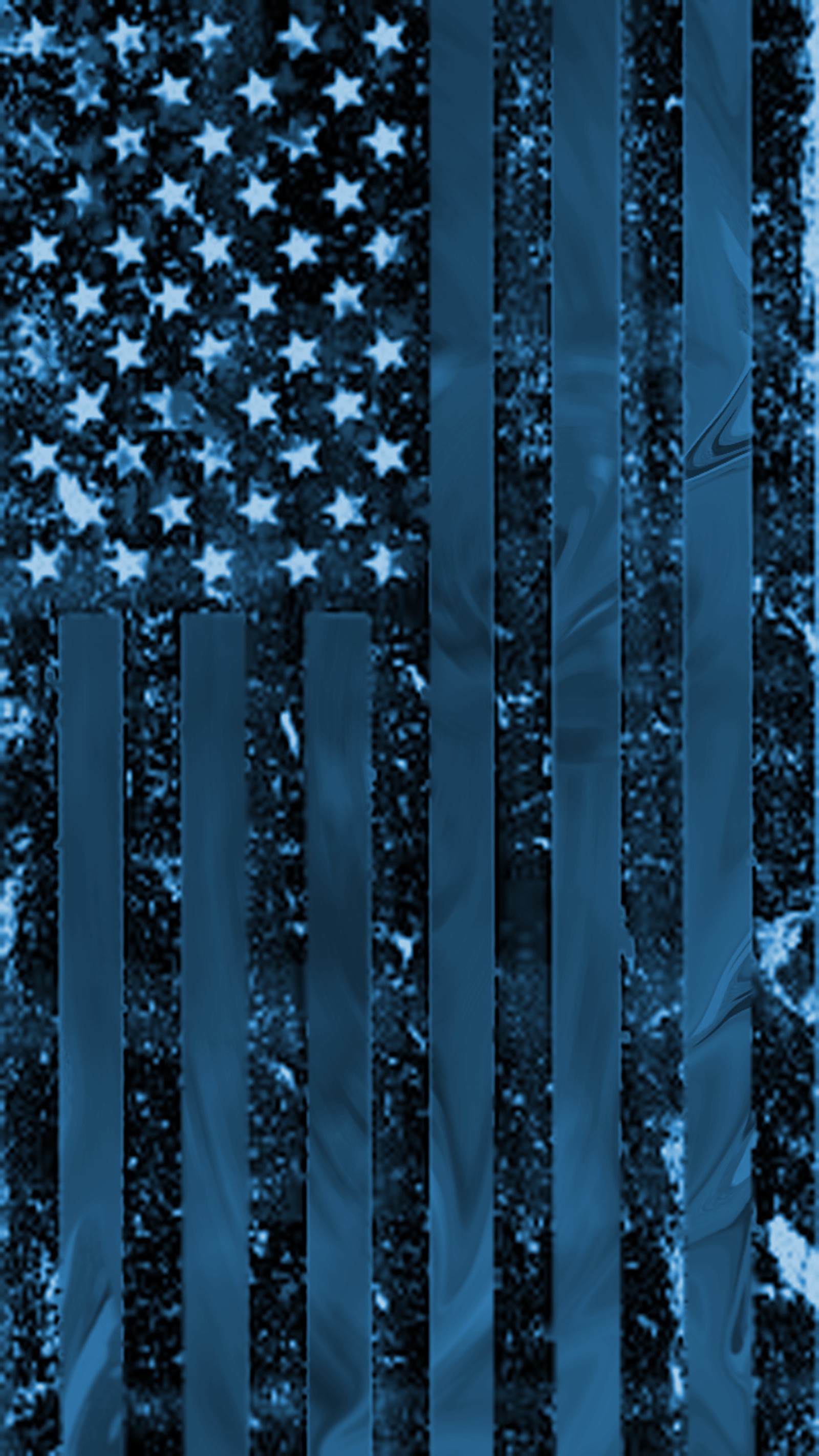 Es gibt eine blau-schwarze amerikanische flagge mit sternen (amerikanisch, blaue jeans, klasse, verblasst, fahne)