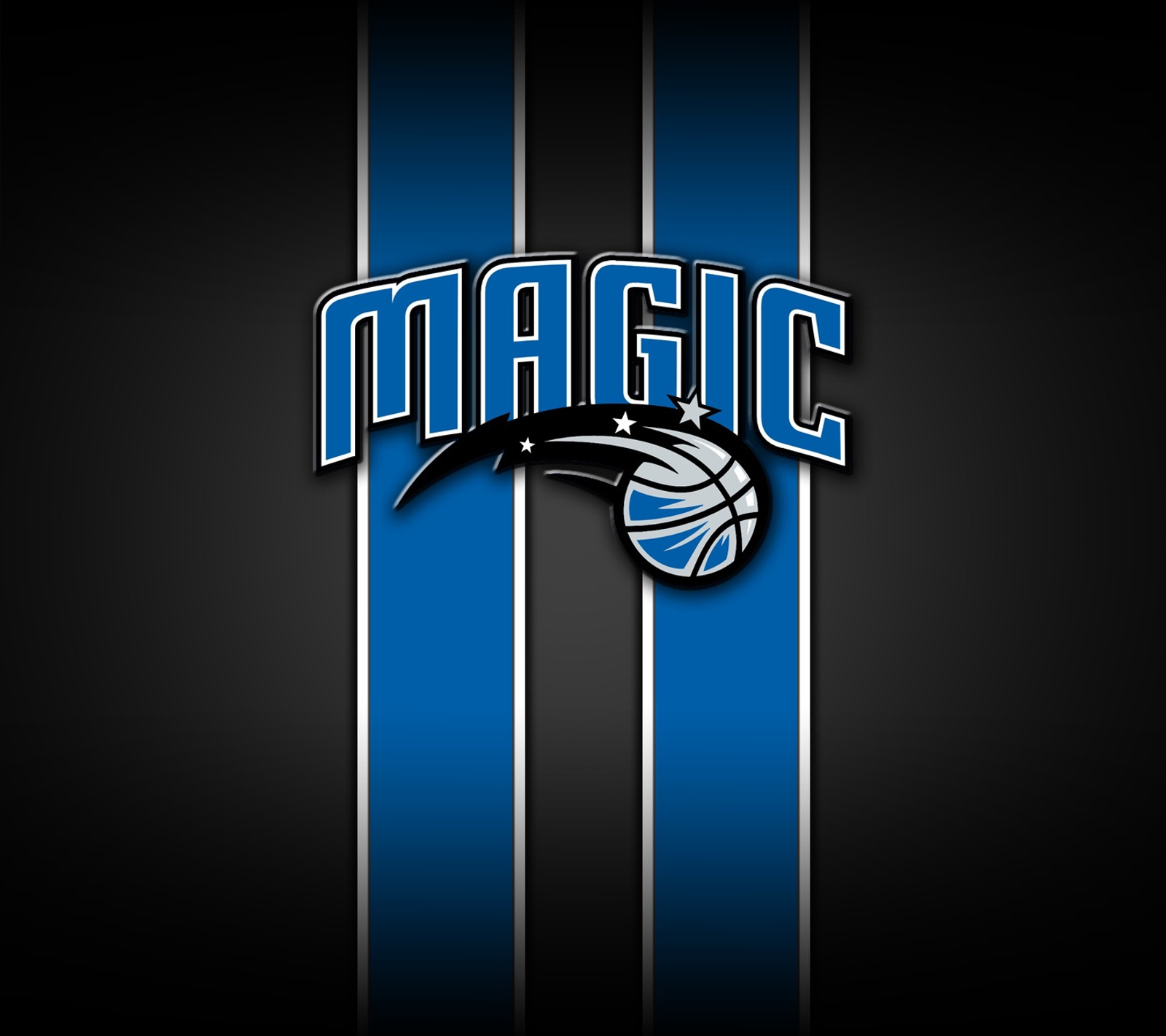 A close up of a basketball ball on a blue and black striped background (basketball, magic, nba, orlando)