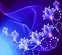 abstract vector, blue flowers background