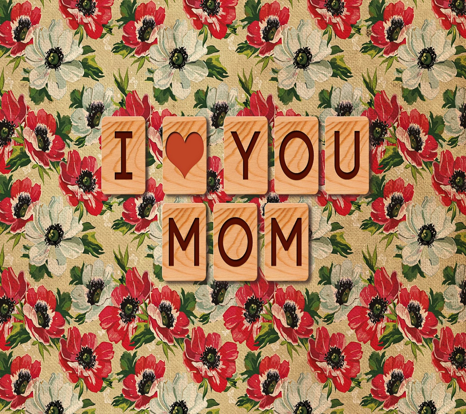 Ein bild eines floralen hintergrunds mit der nachricht 'ich liebe dich, mama' (für mama, für die mutter, alles gute zum muttertag, ich liebe dich, love you mom)