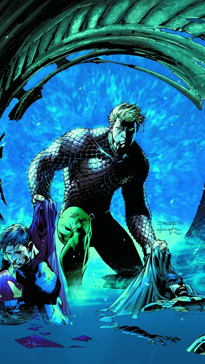 Heroic Rescue: Aquaman Emerges from the Depths with Superman