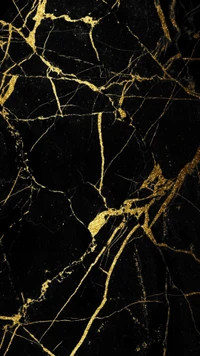 Black Marble with Golden Veins and Sparkling Accents