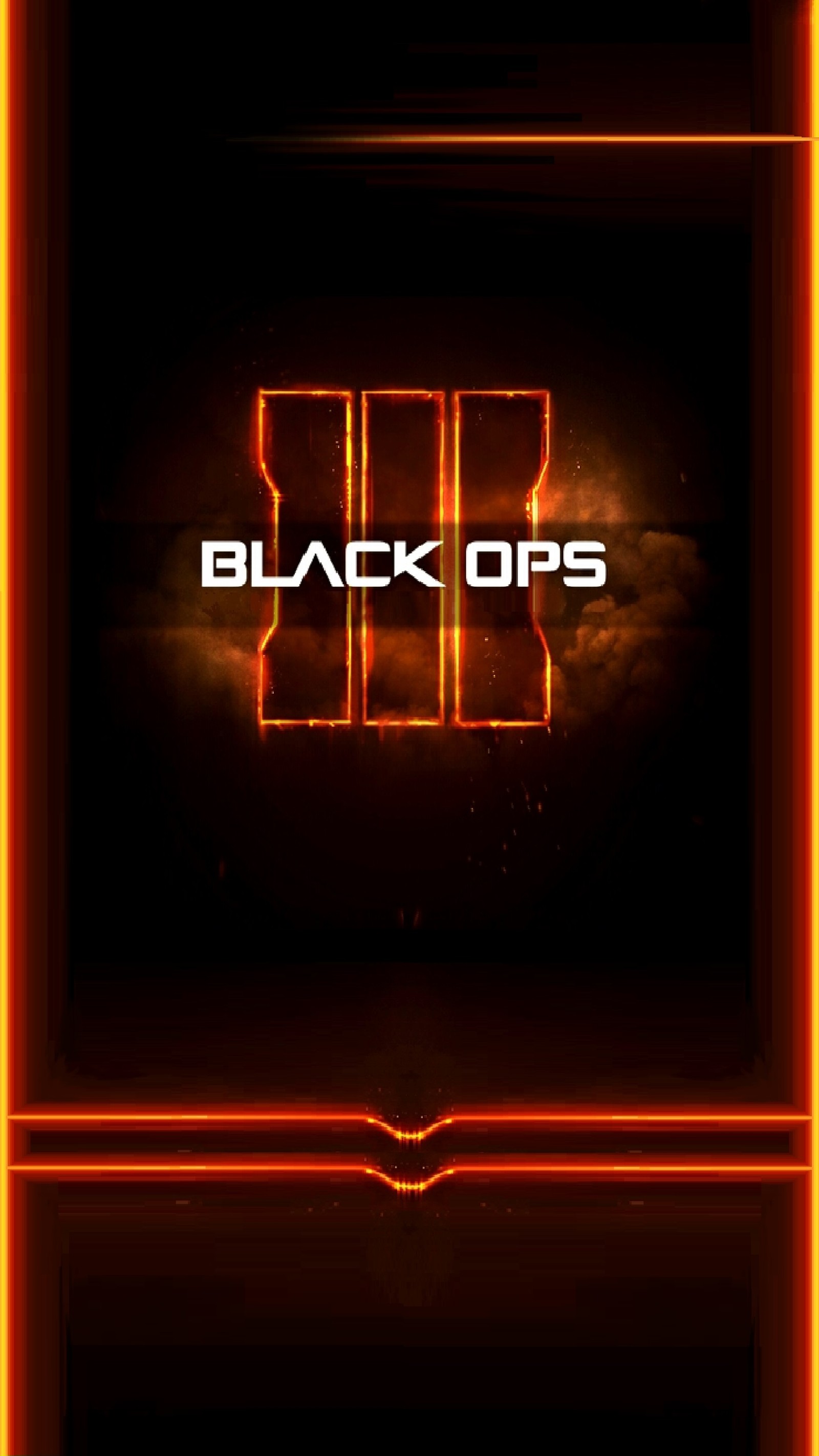 A black ops logo with a neon frame and a red light (black, d12u, iii, ops, orange)