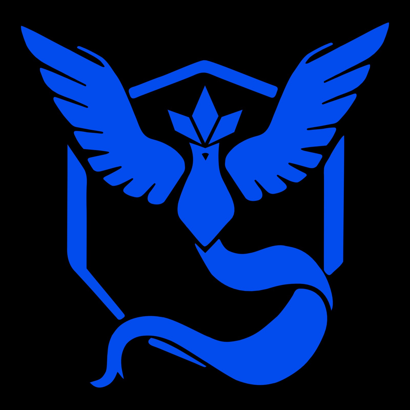 Um logotipo de pokemon azul com uma cauda alada e uma espada. (azul, ir, místico, pokémon, pokemon)