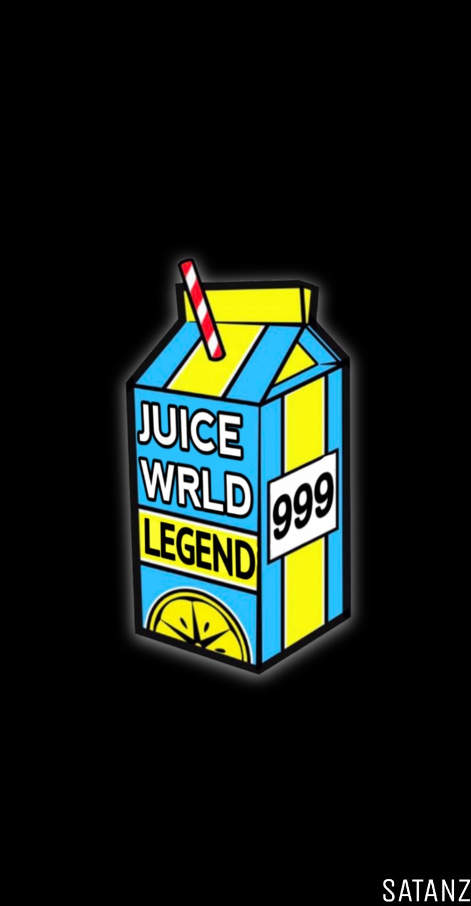 Un primer plano de una caja de jugo con una pajilla (jugo, juice wrld, juicewrld, limonada, logotipo)