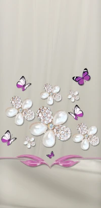 florals, flowers, pearls, butterflies, pink