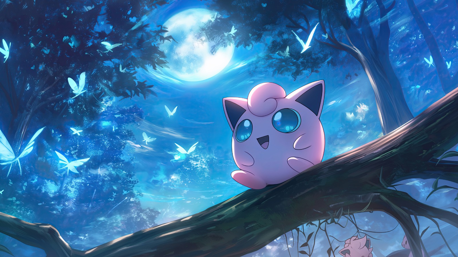 Lade jigglypuff, pokémon, pokemon, anime, nacht Hintergrund herunter