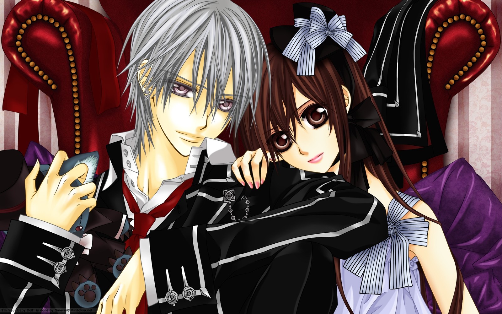 Lade kaname kuran, zero kiryu, yuki cross, vampire knight, anime Hintergrund herunter