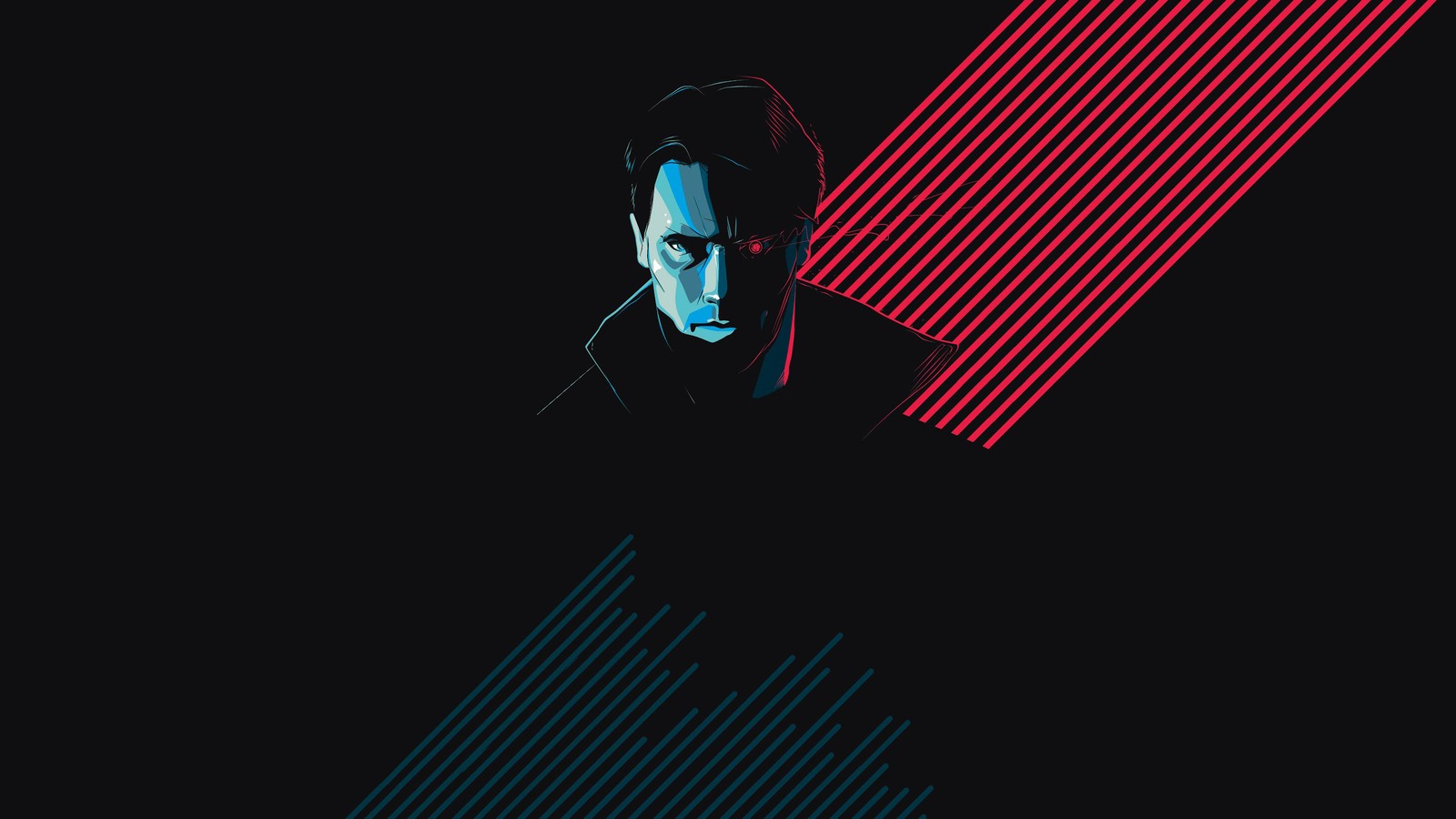 Lade terminator, arnold schwarzenegger, minimalistisch, minimalismus, sci fi Hintergrund herunter