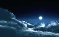 nuage, ciel nocturne, lune, clair de lune, atmosphère