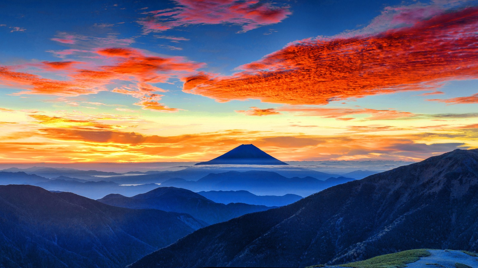 mount fuji, colorful, sky, mountains, scenery wallpaper