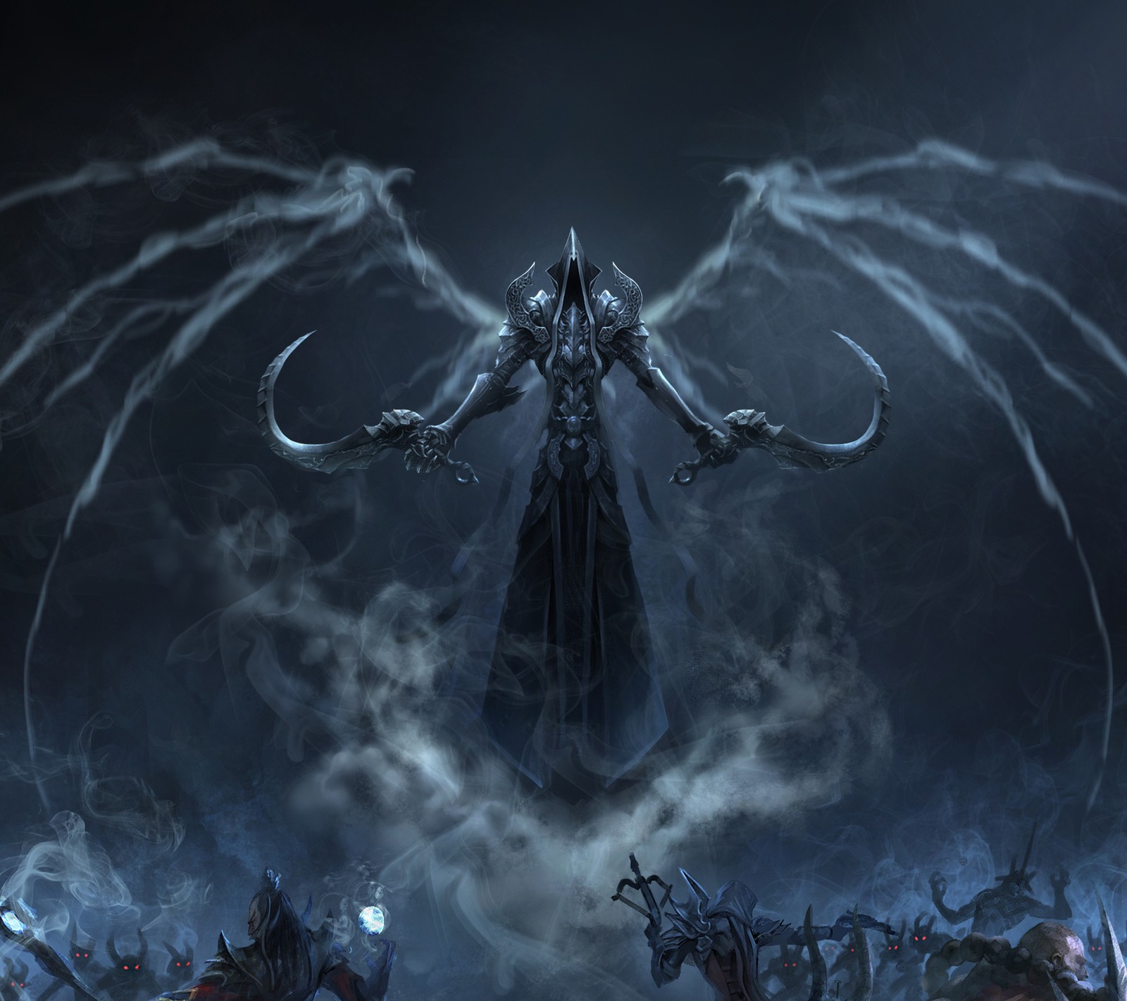 death, scythes, wings wallpaper