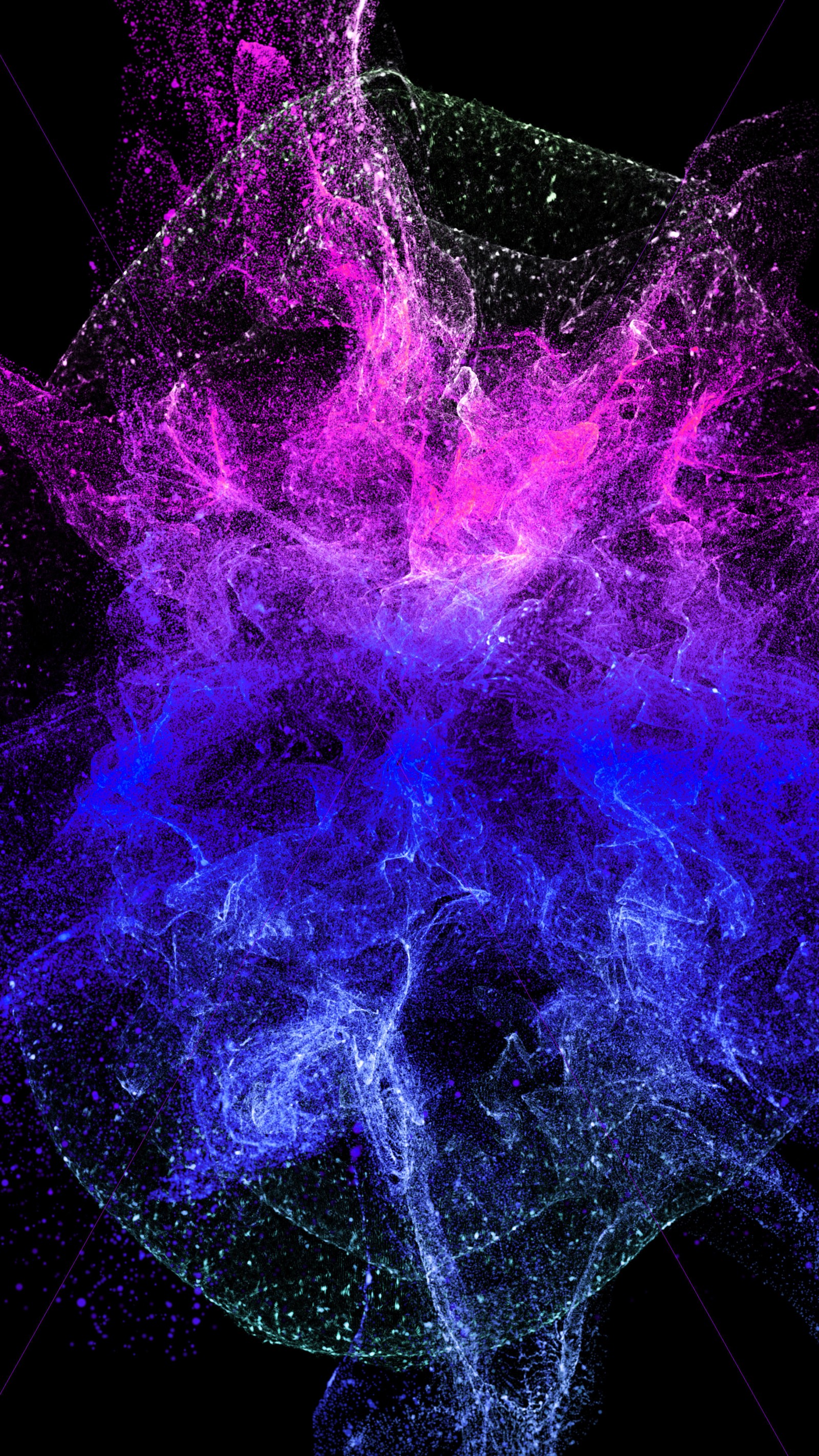 A close up of a purple and blue explosion of light (space, rainbow, universe, colores, colored)