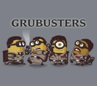 Grubusters: Minions in Ghostbuster Costumes