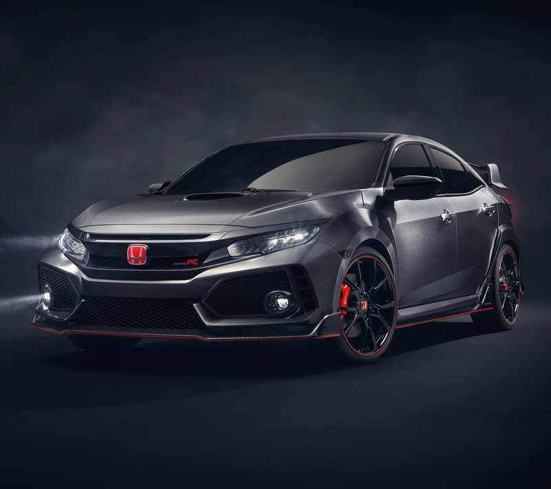 Крупный план honda civic type r на темном фоне (машина, honda)