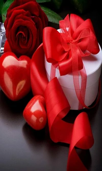 Romantic Red Rose and Heart Gift for Love