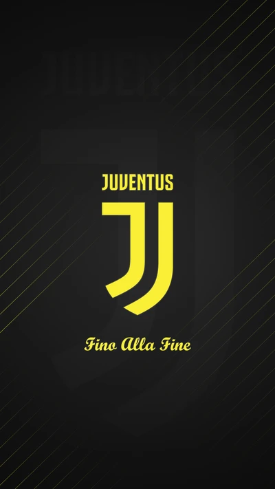 Juventus-Logo mit dem Motto "Fino Alla Fine" auf dunklem Hintergrund