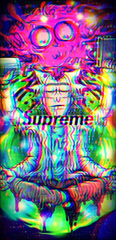 glitch, psychedelic, rick and morty, supreme, trippy