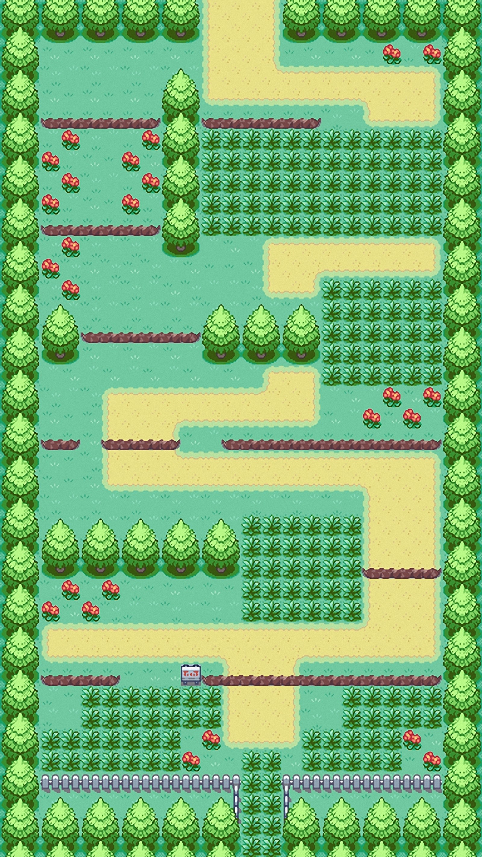 Screenshot eines spielbildschirms mit einer karte eines parks (generation, kanto, pokémon, pokemon, route)