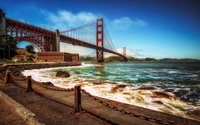 Golden Gate Bridge Overlooking the Sea with Coastal Pathway