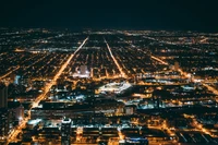 Lebendige nächtliche Stadtlandschaft von Chicago beleuchtet